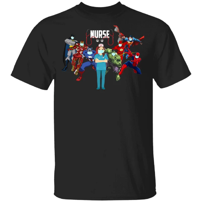 Superheroes Nurse Funny Cute Hero Nurse Stethoscope Shirt Matching Doctor Nurse Medical Men Women Gifts T-Shirt Collared Crew Neck Turtle Neck