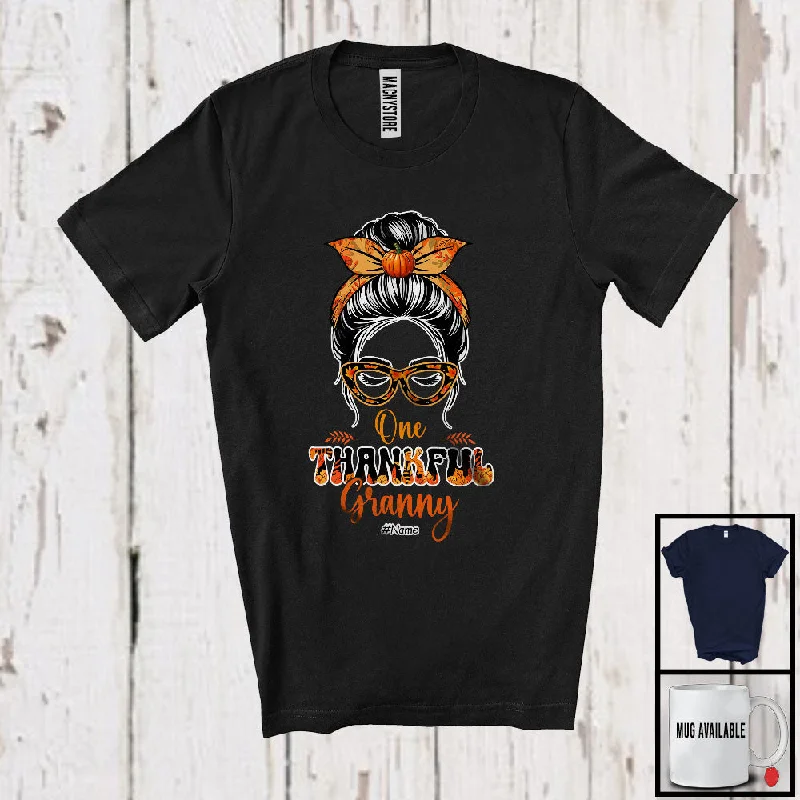 Personalized Custom Name One Thankful Granny; Lovely Thanksgiving Granny Women Face; Family T-Shirt Mesh Blend Leather Blend Suede Blend