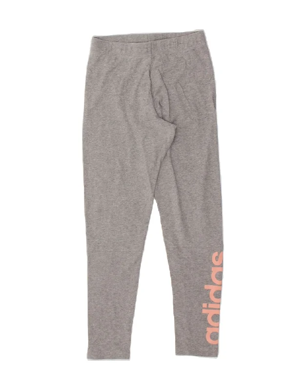 ADIDAS Womens Graphic Leggings UK 8/10 Small Grey Cotton Stylish Colorful Activewear Leggings