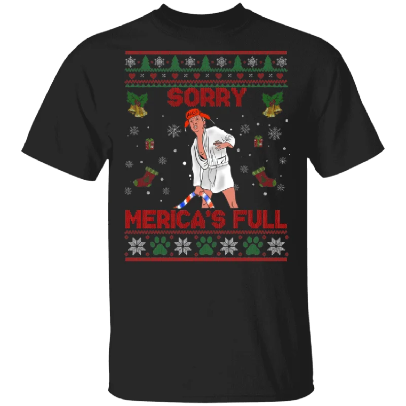 Sorry Merica's Full Funny Christmas Gift Shirt Chenille Brocade Lace