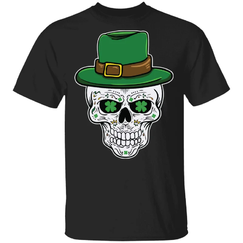 Leprechaun Sugar Skull Shamrock St Patrick's day Leprechaun Sugar Skull Wearing Hat Shirt Machine Wash Dry Clean Hand Wash