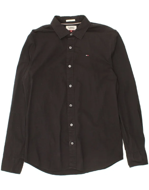 TOMMY HILFIGER Mens Slim Fit Shirt Medium Black Cotton Basic T-Shirt Crew Neck Short Sleeve