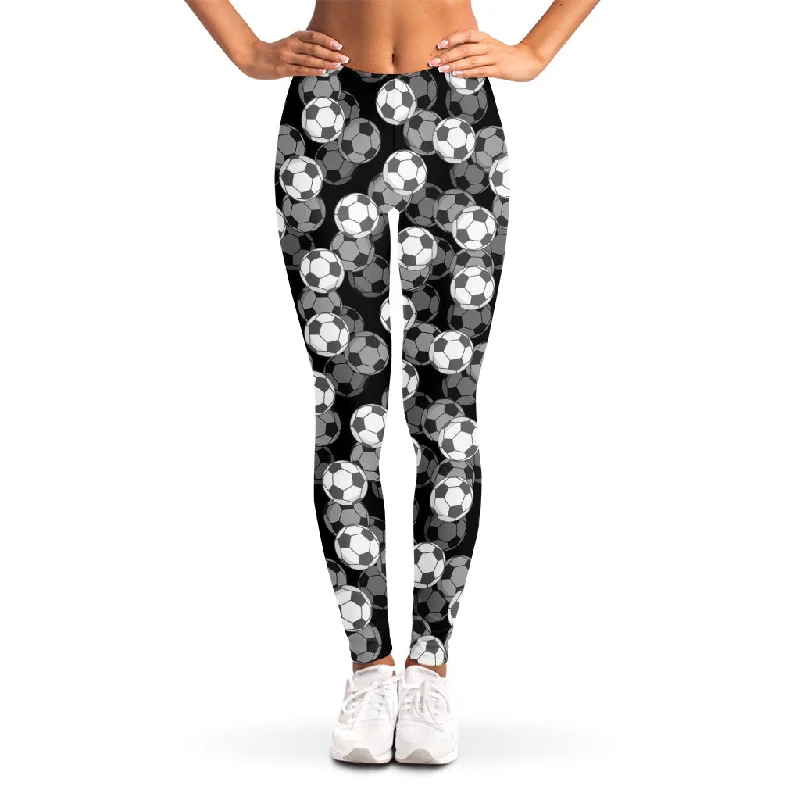 Black And White Soccer Ball Print Women's Leggings Cozy Fashion Leggings