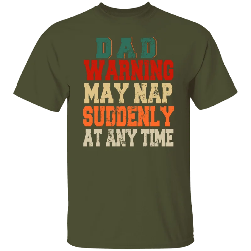 Father's Day Shirt Vintage Dad Warning May Nap Suddenly At Any Time Funny Napping Family T-Shirt Graphic T-Shirt Round Neck Polyester