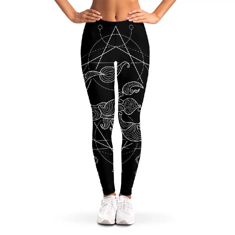 Black And White Scorpio Sign Print Women's Leggings Stylish Ultra Stretch Leggings