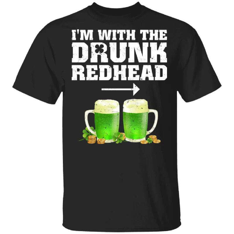 I'm With The Drunk Redhead Funny Beer St Patricks Day Gifts Shirt Plaid T-Shirt Polka Dot Checkered