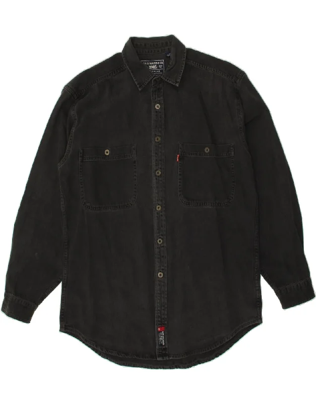 LEVI'S Mens Denim Shirt Medium Grey Cotton Terry Blend Velvet Blend Canvas Blend