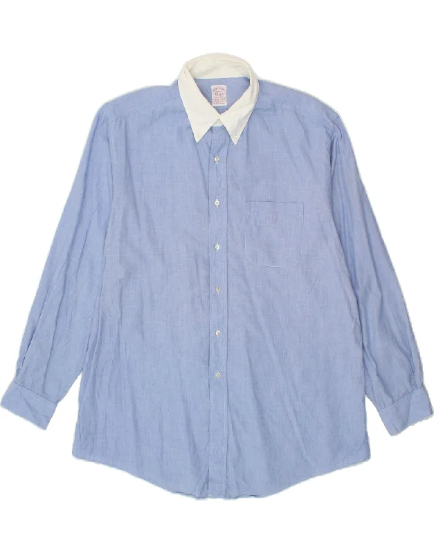 BROOKS BROTHERS Mens Shirt Size 17 1/2 XL Blue Colourblock Cotton Casual Formal Business