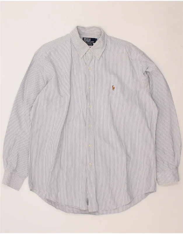 POLO RALPH LAUREN Mens Yarmouth Loose Fit Shirt Size 16 Large Blue Striped Elegant Classic Vintage
