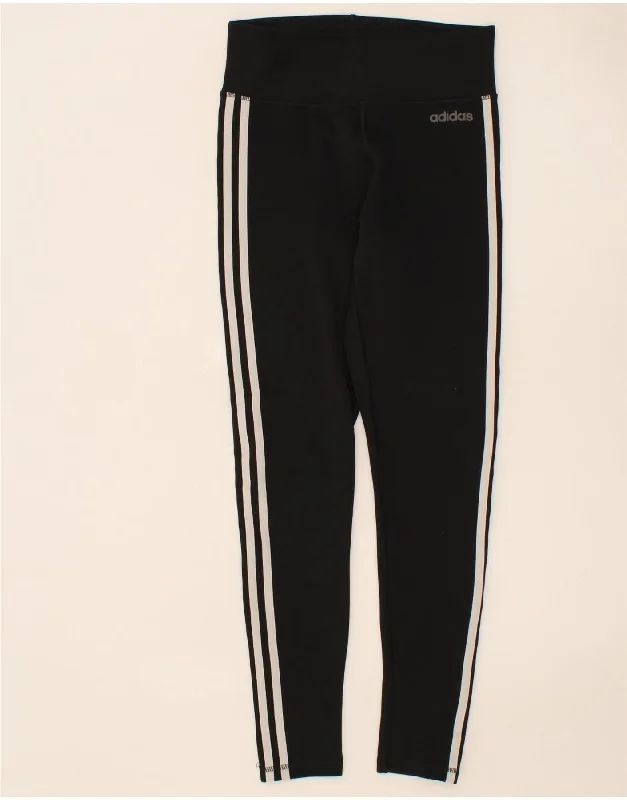 ADIDAS Womens Leggings UK 8/10 Small Black Polyester Trendy Color Block Leggings