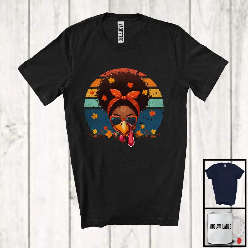 Afro Women Turkey; Amazing Thanksgiving Black African Turkey Sunglasses Face; Vintage Retro T-Shirt Houndstooth Herringbone Solid