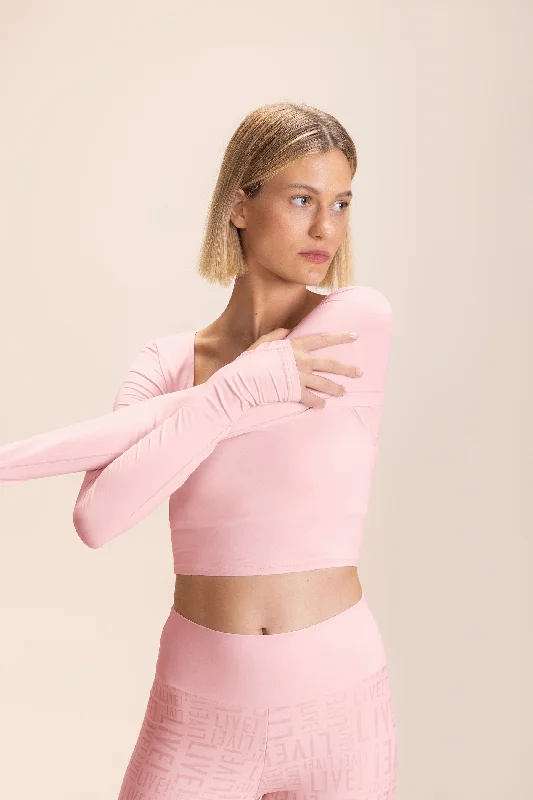 Thermo Skin Long Sleeve Crop T-Shirt Thin T-Shirt Open Front Quick Dry