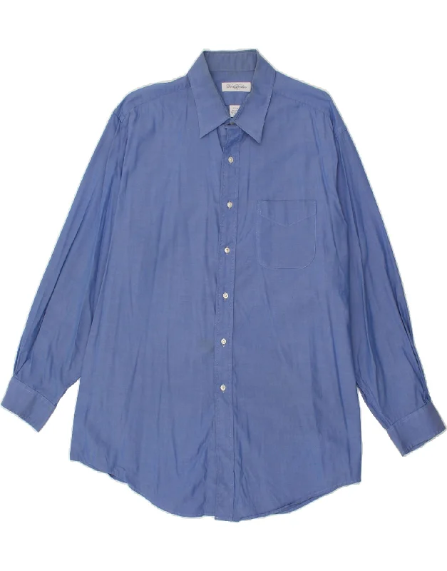 BROOKS BROTHERS Mens Marke Shirt Size 17 1/2 XL Blue Cotton Oversized T-Shirt Spandex breathable