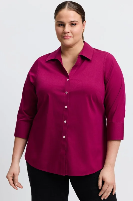 Mary Plus Stretch No Iron 3/4 Sleeve Shirt Asymmetrical Pockets Print