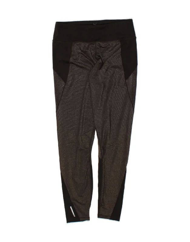 PUMA Womens Leggings UK 12 Medium Grey Colourblock Comfortable Bootcut Workout Leggings