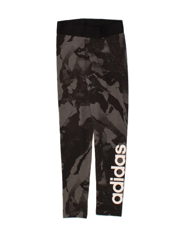 ADIDAS Womens Graphic Leggings UK 4/6 XS Grey Camouflage Cotton Trendy Ombre Effect Leggings