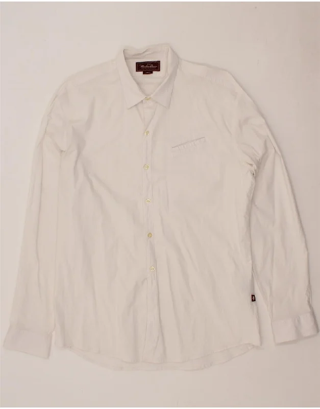 MARLBORO CLASSICS Mens Shirt Large Off White Cotton Zippered Buttoned Snapped