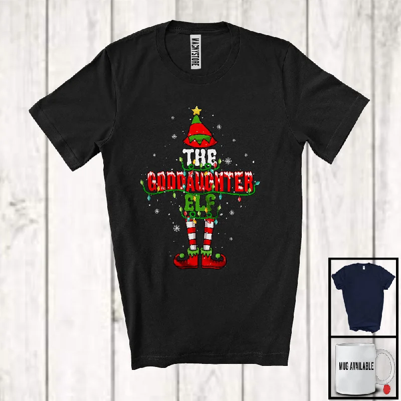 The Goddaughter Elf; Fantastic Christmas Lights Elf Costume Pajamas; Girls Women Family T-Shirt Mesh Blend Leather Blend Suede Blend