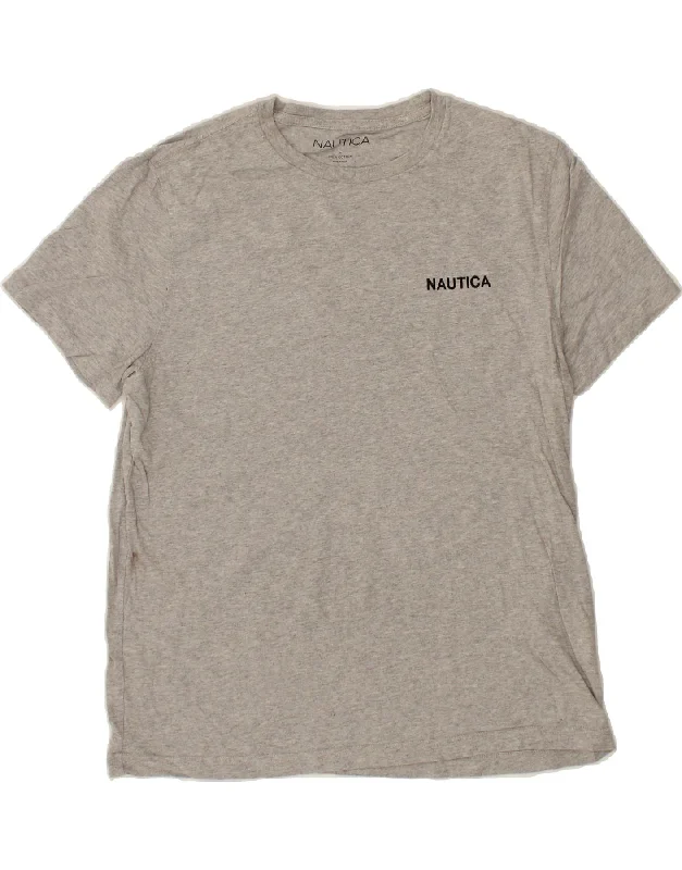 NAUTICA Womens T-Shirt Top UK 16 Large Grey Cotton Rayon Velvet Corduroy