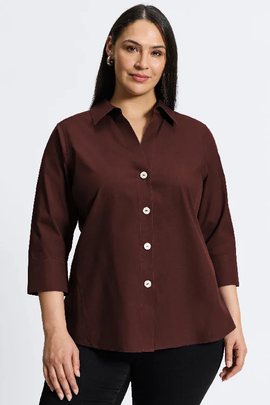 Paityn Plus Pinpoint No Iron 3/4 Sleeve Shirt Welt Pockets Slit Pockets Flap Pockets