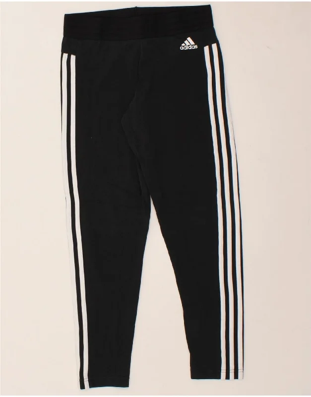 ADIDAS Womens Leggings UK 12/14 Medium Black Cotton Comfortable Stretch Leggings