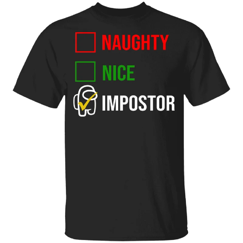 Gamer Shirt Naughty Nice Impostor Funny Imposter Crewmate Sus Among Us Game Gamer Gifts Youth T-Shirt Plaid T-Shirt Polka Dot Checkered