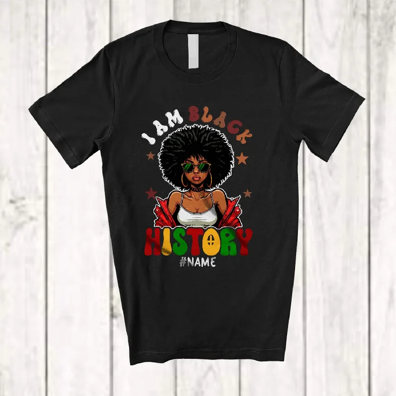 Personalized I Am Black History; Joyful Black History Month Custom Name Women Afro; African T-Shirt Satin Fabric Silk Fabric Chiffon Fabric