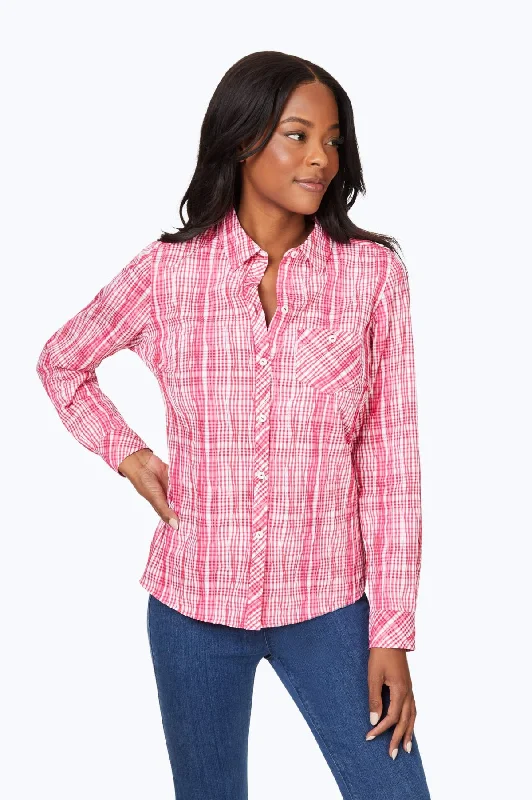 Hampton Purely Plaid Crinkle Shirt Welt Pockets Slit Pockets Flap Pockets