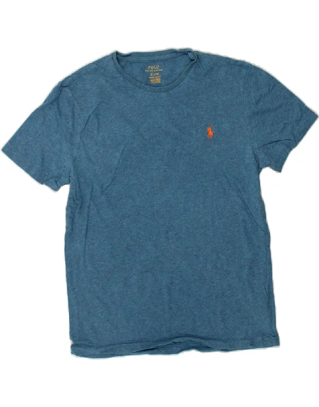 POLO RALPH LAUREN Womens Custom Slim Fit T-Shirt Top UK 14 Medium Blue Mesh Canvas Denim