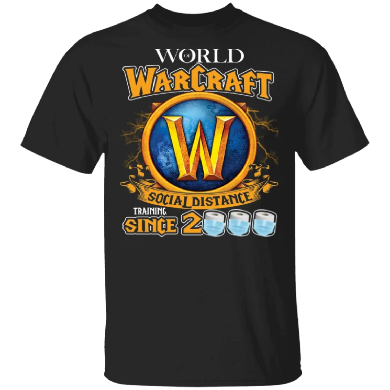 World Of Warcraft Social Distance Training Since 2000 Funny World Of Warcraft Shirt Matching Gamer Video Game Lover Player Gifts T-Shirt Chenille Brocade Lace
