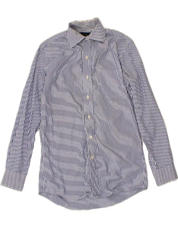 RALPH LAUREN Mens Slim Fit Shirt Size 14 1/2 Small Blue Pinstripe Cotton Modern Contemporary Chic