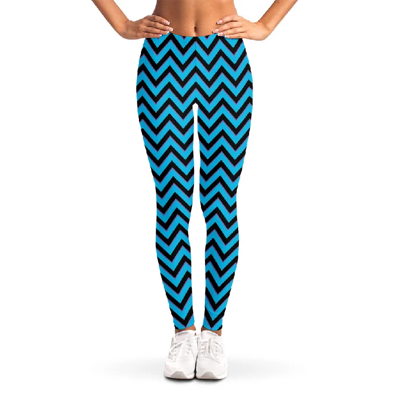 Black Blue And Purple Chevron Print Women's Leggings Comfortable Full-Body Compression Leggings
