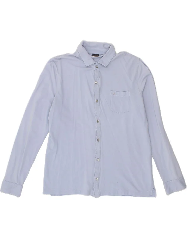 CALVIN KLEIN Mens Shirt 2XL Blue Cotton Lace Blend Ribbed Blend Corduroy Blend