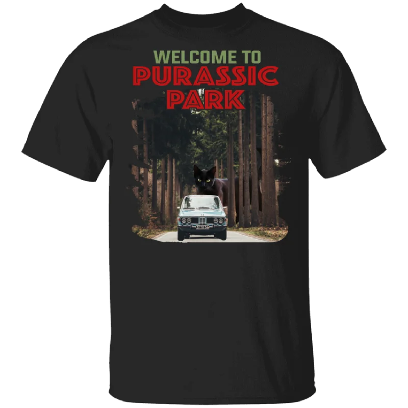 Welcome To Jurassic Park Funny Truck And Cat Shirt Matching Traveler Explorer Cat Lover Gifts T-Shirt Terry Blend Velvet Blend Canvas Blend