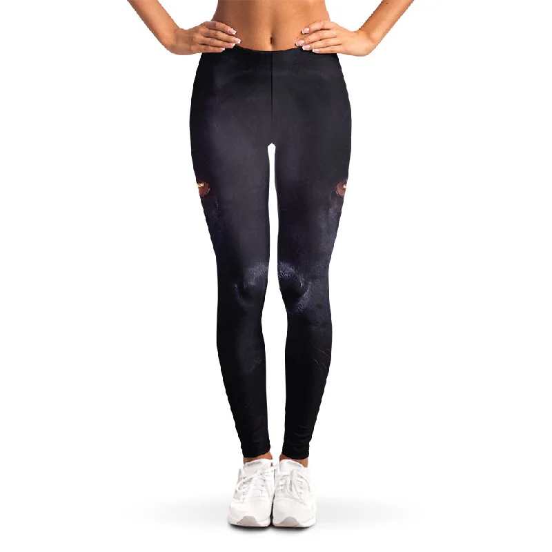 Black Jaguar Print Women's Leggings Fashionable High-Rise Leggings