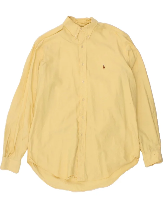 RALPH LAUREN Mens Yarmouth Loose Fit Shirt Size 16 1/2 Large Yellow Hooded Caped Shawl Collar