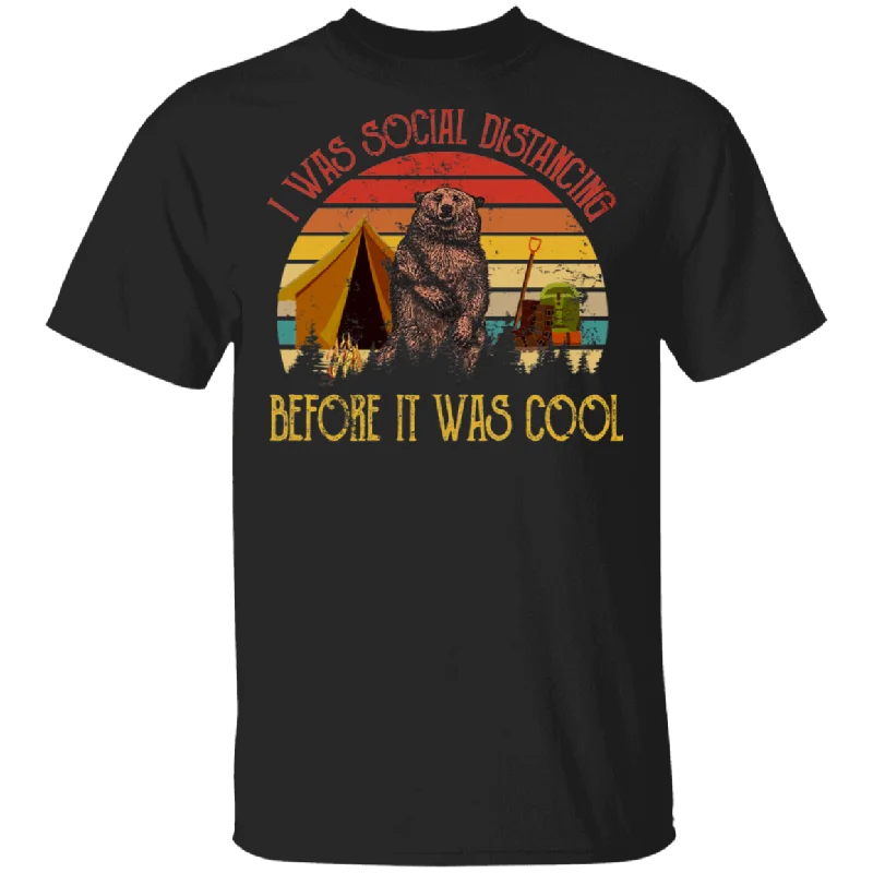 Vintage I Was Social Distancing Before It Was Cool  Bear T-Shirt Faux Fur Fabric Real Fur Fabric Shearling Fabric