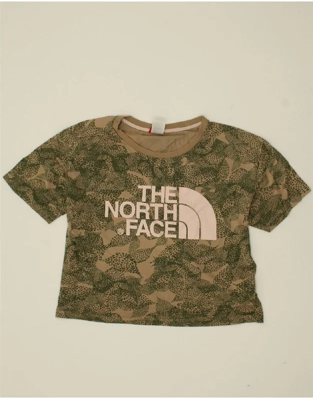 THE NORTH FACE Girls Graphic T-Shirt Top 14-15 Years XL Green Animal Print Denim Fabric Leather Fabric Suede Fabric
