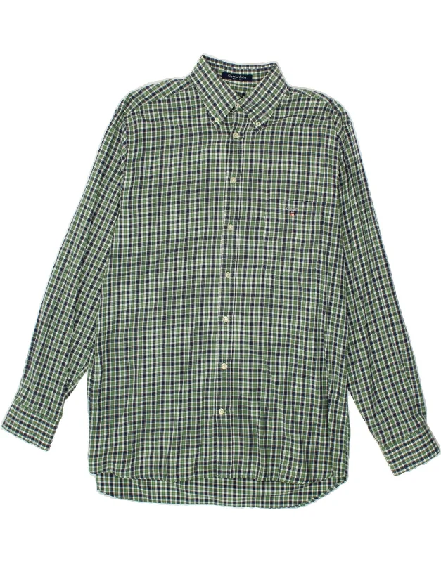 GANT Mens Regular Fit Shirt Large Green Check Cotton Layered Multi-layer Single Layer