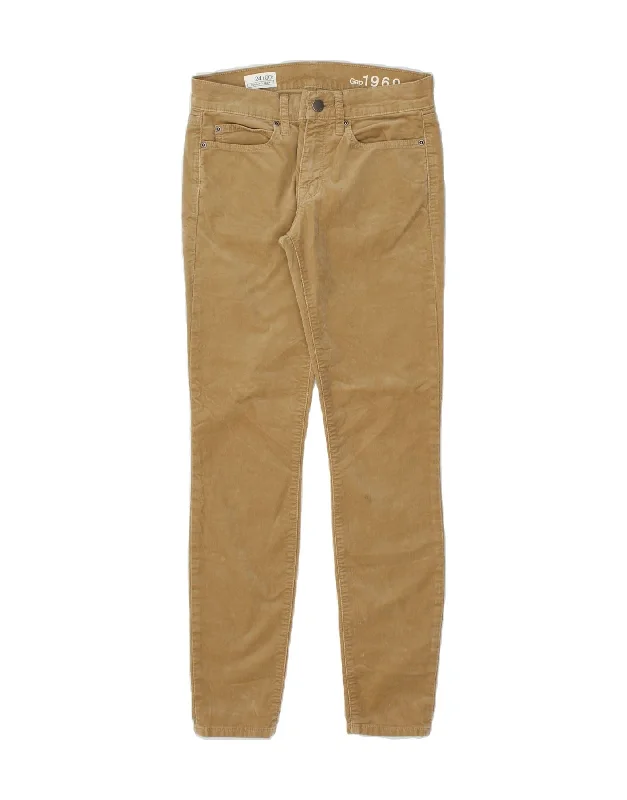 GAP Womens Legging Corduroy Trousers US 00 2XS W24 L28 Beige Cotton Trendy Full-Length Leggings