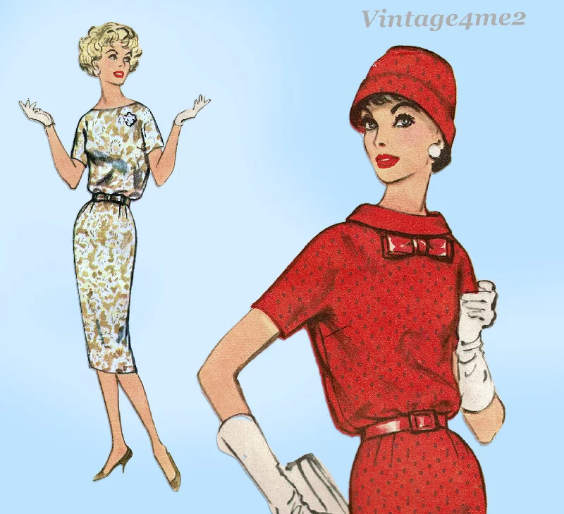 Simplicity 2681: 1950s Easy Misses Day Dress Sz 32 Bust Vintage Sewing Pattern Tunics Essential wardrobe