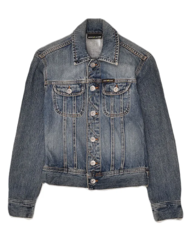 DKNY Womens Denim Jacket UK 4 XS Blue Nylon Jacket Polyester Jacket Spandex Jacket
