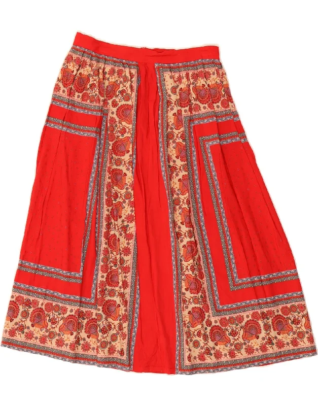 VINTAGE Womens High Waist A-Line Skirt IT 46 Large W28  Red Floral leather skirt sleek