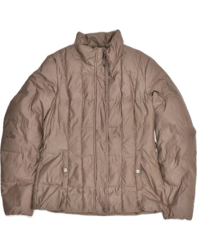 GEOX Womens Padded Jacket UK 14 Large Brown Polyester Cardigan Sweater Pullover