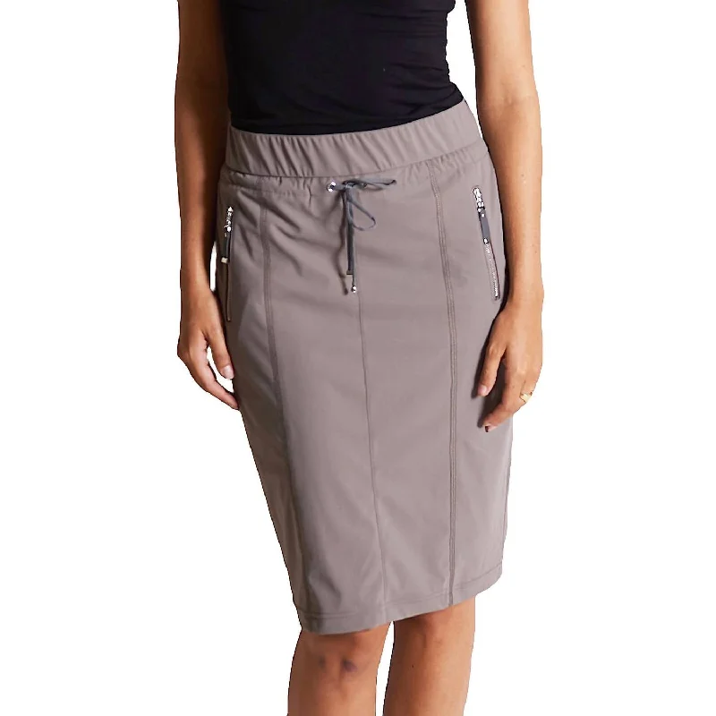 Nele Knee Length Skirt In Warm Grey high waist skirt