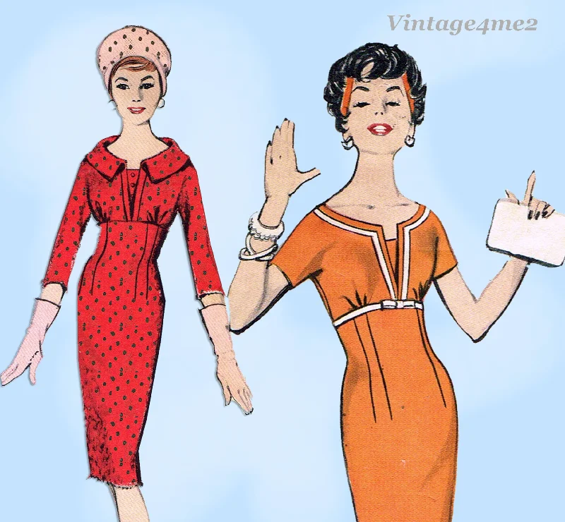 Butterick 8906: 1950s Sexy Misses Wiggle Dress Size 32 B Vintage Sewing Pattern Tunics Polka dots