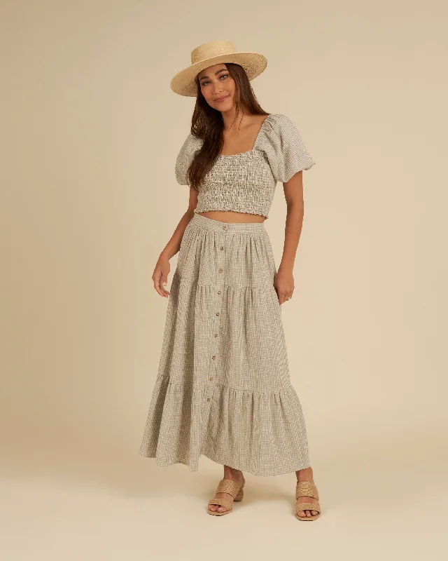 Rylee & Cru Joelle Skirt in Sage Gingham wool skirt thick