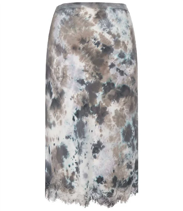 Ella Tie Die Bias Skirt In Grey Multi maxi skirt elegant