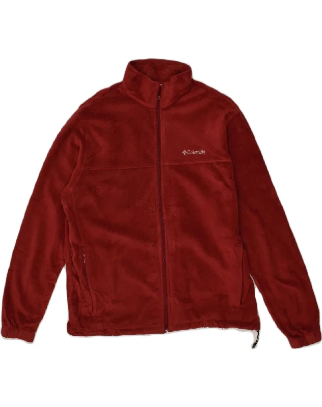COLUMBIA Womens Fleece Jacket UK 18 XL Maroon Polyester One-Shoulder Jacket Off-the-Shoulder Jacket Asymmetrical Jacket