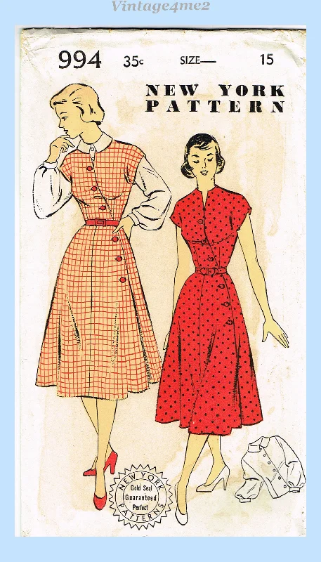 New York 994: 1950s Uncut Junior Misses Dress Sz 33 B Vintage Sewing Pattern Tunics Favorite customer